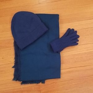Blue Hat, Scarf, Gloves Set